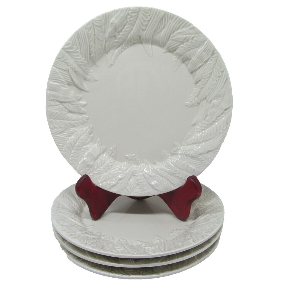 Fitz & Floyd Embossed Fern Leaf 8" Salad Plate Bundle of 4